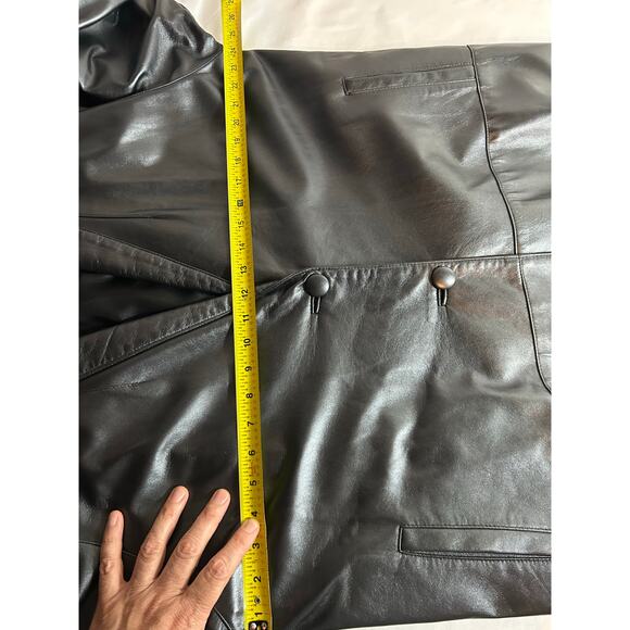 Dero by Rocco D'Amelio Women's metallic black, Leather Long Coat, M the matrix - Picture 4 of 13